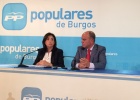 Sandra Moneo y Alfredo González Torres comparecieron en la sede del PP. 